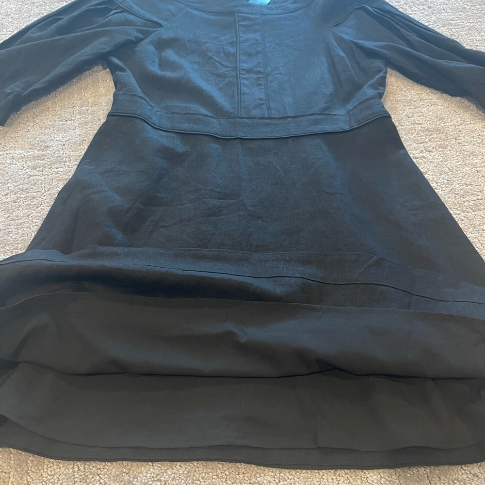 NWT Banana Republic Black Linen Blend Mini Dress, 3/4 Sleeves, Size 8/Medium - Picture 12 of 14